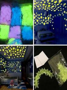 [Christmas Decoration]Luminous Stars Wall Stickers, Luminous Fluorescent, Bright Glowing Plastic Self-Adhesive Stickers, Home Art Decoration, Suitable For Home, Ceiling, Bedroom Wall Decoration Home Decor Room Decor