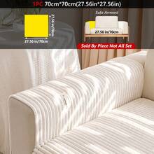 1PC Flannel Pinstripe Labeled Sofa Cushion - Non-Slip Pet-Friendly Seat Pad For 1/2/3/4-Seater Modular Sectionals, Minimalist Premium Cover With Multi-Size & Color Options