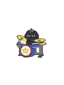 1/6pcs Cute Cartoon Cat Music Band Brooch Set, Drum, Guitar, Electric Guitar, Cat Decor For Clothes, Bags, Backpacks Halloween Accessories Teachers Day