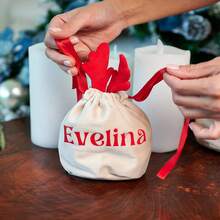 1pc Personalized Velvet Reindeer Drawstring Bag, Custom Name Apple Packaging Bag, Party Style Red Christmas Gift Bag Christmas Christmas Decorations Christmas Pajamas Christmas Gifts Christmas Decor - Multicolor - View 2