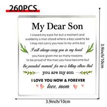 1 pièce Décoration acrylique personnalisée avec un message sincère de la mère au fils, amour maternel éternel, décoration polyvalente convenant à toute pièce, cadeau idéal des parents au fils, sans électricité requise