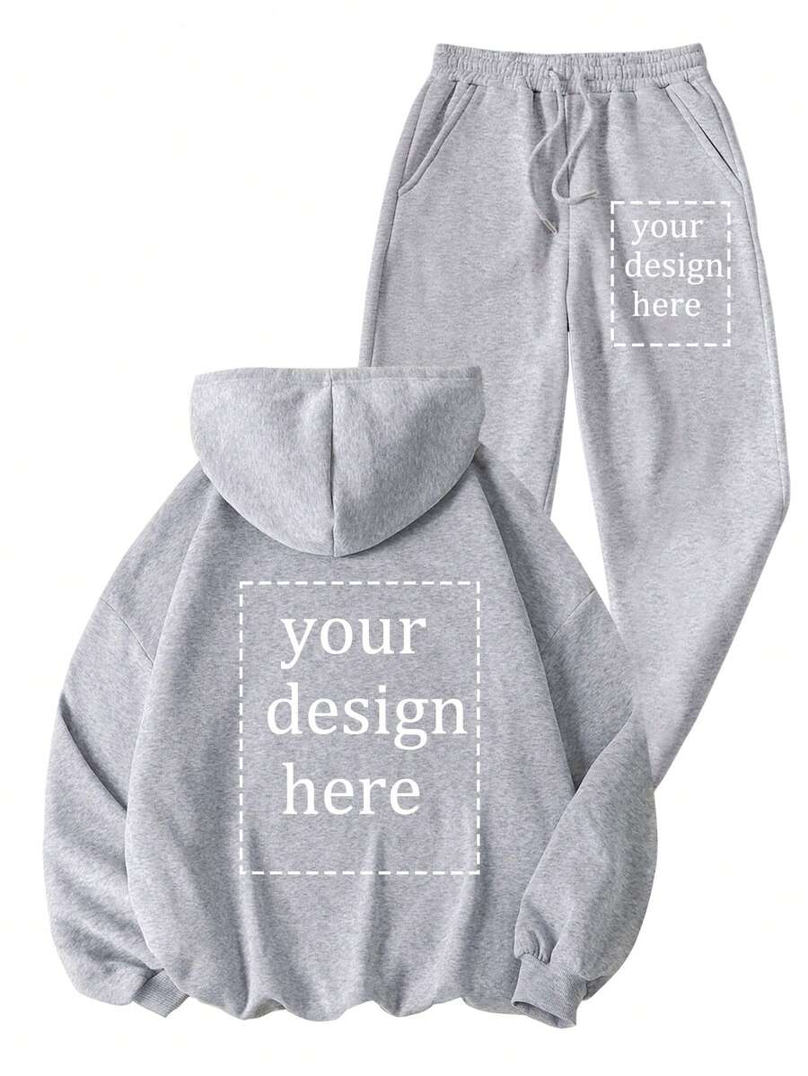 2 Pieces Hoodie + Sweatpants Set, Customized Personalized Thanksgiving Gift, Christmas Gift - Light Grey - View 1