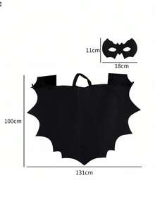 2pcs/Set Halloween Bat Costume Set - Polyester Bat Wing Cape, Black Eye Mask And Hair Clip. Perfect For Cosplay, Fans, Carnivals, Birthdays And Ladies' Parties.