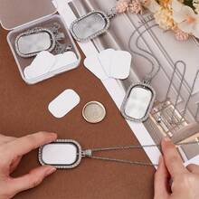 30PCS Sublimation Rhinestone Trays Pendant Set, Including 6 Double Sided Blank Rhinestone Bezel Trays, 6 Thick Chains With 12 Sublimation Discs And 6 Storage Bags, Jewelry Making Kit, DIY Crafts, Ideal For Birthday Gifts, Party, Anniversary, Holiday Gifts (Silvery) - 30件 - 查看 6