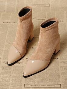 2025年春秋季女士细高跟踝靴，法式时尚尖头短靴 - 棕色 - 查看 3