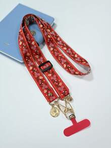 Lanière de téléphone en nylon floral avec pendentif perle, bracelet compatible accessoire universel - Collier/Floral - Voir 18