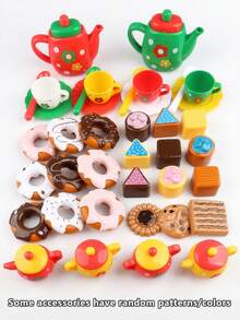 24 delar julafternoon tea party-set, låtsaslek för flickor, munk- och kakleksak, köksleksak för barn, festdekorationsleksaker - Afternoon Tea Set - Visa 11