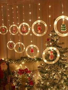 1 Pack New [LED Christmas Decorative Lights - DIY Christmas LED Curtain Light Set] USB Powered Holiday Decoration String Lights, Holiday Decorations, Featuring Christmas Tree, Snowman, Reindeer, Santa Claus Shapes - Suitable For Home, Bedroom, Party And Christmas Decoration Indoor String Lights, Colorful Lights For Window Display! Christmas Decoration XMAS Decor Christmas Tree Gift Decor Thanksgiving Birthday Decorations For Gifts Party Supplies Indoor Outdoor Garden Holiday Festival Decor