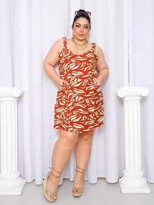 Women's Plus Size Jumpsuit Short Skirt With Printed Lining Summer - 顏色 21A - 查看 2