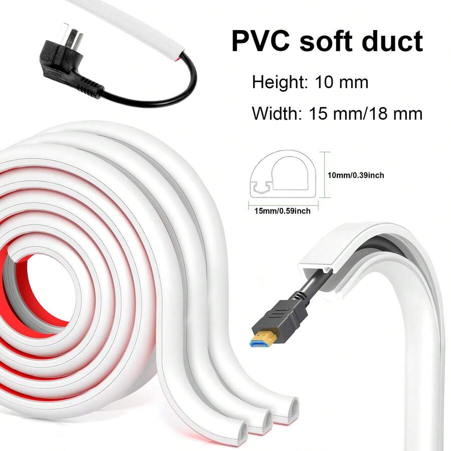 1/2M Wire Hider Kit For Wall Mount Tv Cable Covers Raceway Cable Management Cord Organizer Hide Cords Management Organizer