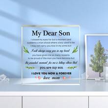 1 pièce Décoration acrylique personnalisée avec un message sincère de la mère au fils, amour maternel éternel, décoration polyvalente convenant à toute pièce, cadeau idéal des parents au fils, sans électricité requise