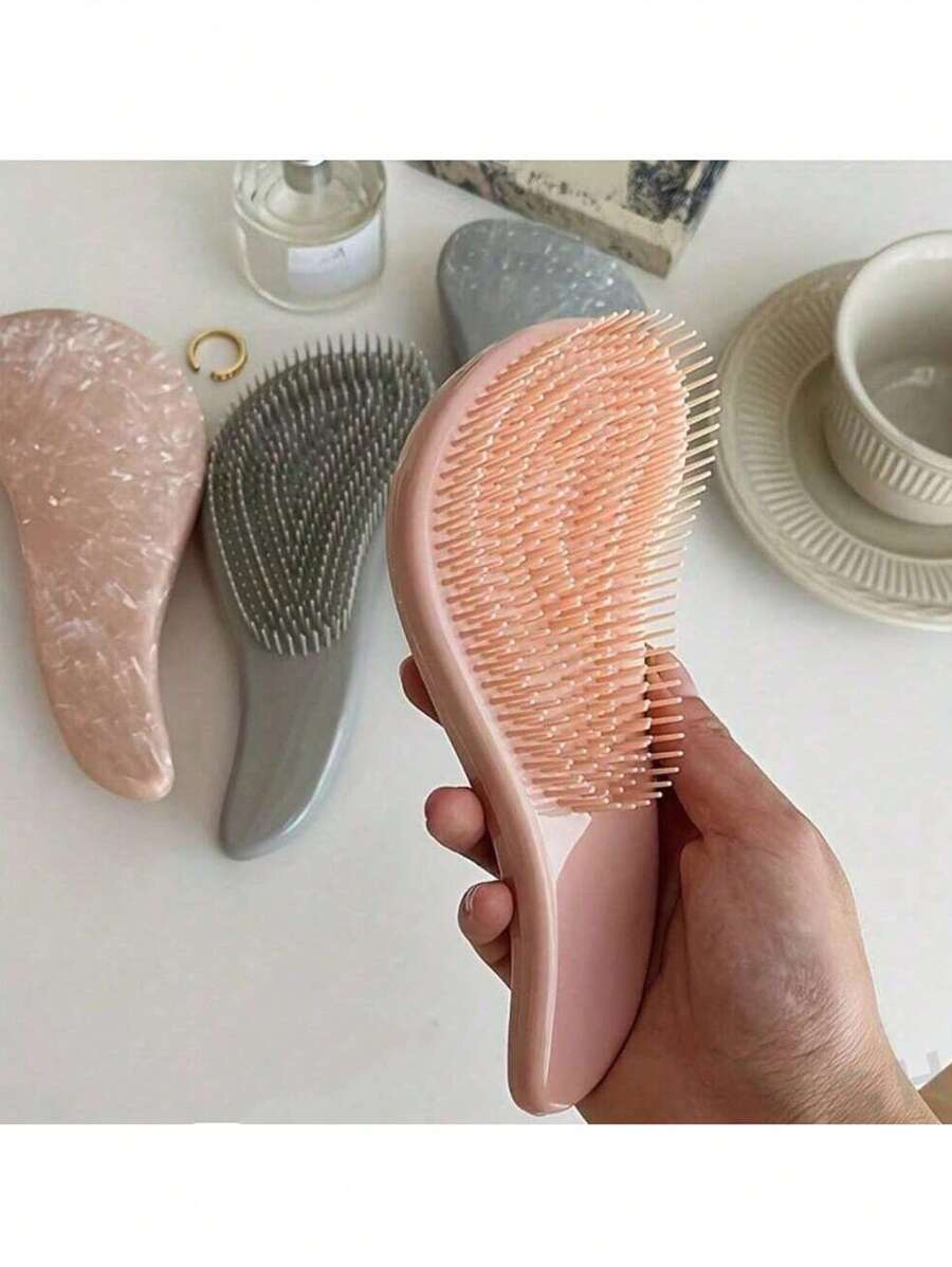 1 件符合人体工程学的按摩发刷，顺发刷，便携且时尚 - 不含梳子 - 彩色 - 查看 1