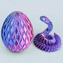 1 Pc 30cm Articulated Viper Statue - 3D Printed Soft Posable Snake Toy With Snake Egg, Mythological Creature Design, Home Decor Stress Relief Toy, Suitable For Christmas, Halloween And Other Holiday Gifts, Suitable For Ages 14+ (Random Eye Color), Fidget Toy, 3D Printed Animal - Viper, 3D Snake, Mini 3D Printed Animal, 3D Printed Snake, 3D Printed Snake With Egg