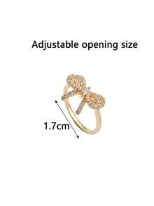 1 pezzo Anello aperto alla moda e personalizzato con design dolce e creativo, micro-intarsiato con zirconia cubica a fiocco, regalo per San Valentino, mamma, madre, festa della mamma