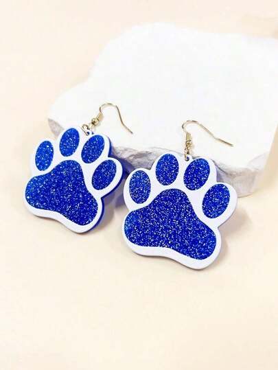 1pair Cartoon Cute Funny Earrings, Shiny Animal Paw Pattern Dangle Drop Earrings, Party/Club/Street Style Versatile Ear Jewelry, Gift For Pet Mom