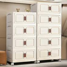 Foldable Storage Box, Double Door Storage Box With Lid And Wheels, Stackable Storage Box For Clothes, Snacks, Toys, And Books, Home Office Outdoor Folding Container