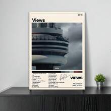 1pc Drake Views Album Art Deco Canvas Print, Modern Contemporary Space Theme, Frameless Portrait Orientation, Waterproof Artwork For Living Room, Bedroom, Home Office, Classroom, Dining Room Wall Decor, Unique Creative Wall Art Poster