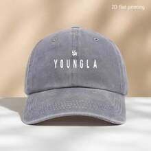 Adjustable Baseball Cap, Suitable For Outdoor Travel, Camping, Sun Activities, Parties, And Unisex Hip-Hop Style, With "YOUNGLA" Print Pattern - 灰色 - 查看 3
