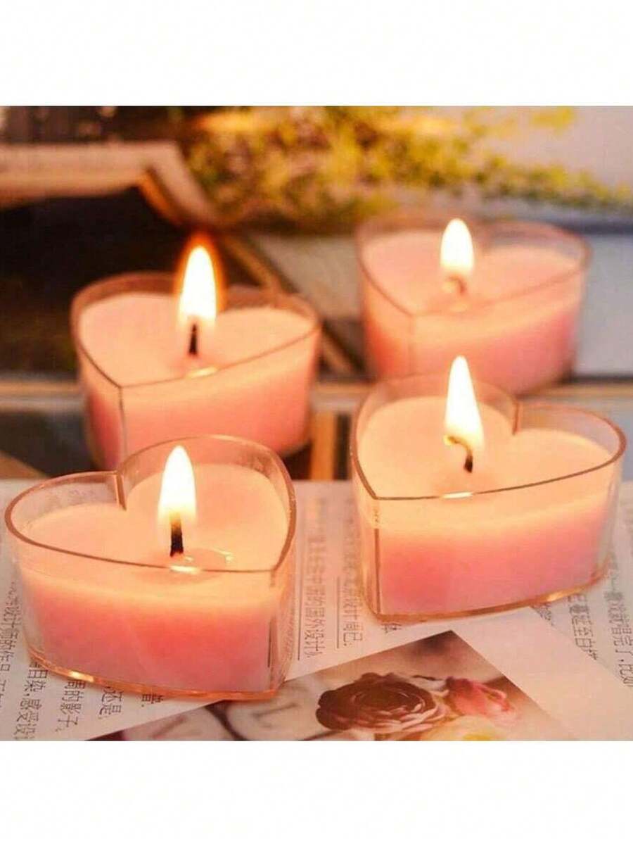 Heart-Shaped Scented Candle, Suitable For Proposal, Mother's Day, Valentine's Day, Birthday, Autumn/Winter, Holidays, Anniversary, Friend Gifts. Natural Stone Wax, Unscented Mini Candle, Romantic Proposal Birthday Home Decor, Applicable For Valentine's Day, Proposal, Romantic Dinner, Wedding. - Multicolor - View 1