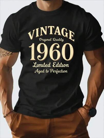 Camiseta Vintage Casual de Hombre% Algodón, Edición Limitada de 1960, Cuello Redondo Clásico de Manga Corta, Hecha de Tela de Alta Calidad, Perfecta para Uso Diario, Diseño Único que Muestra Individualidad, Lavable aáquina, Disponible en Varios Colores