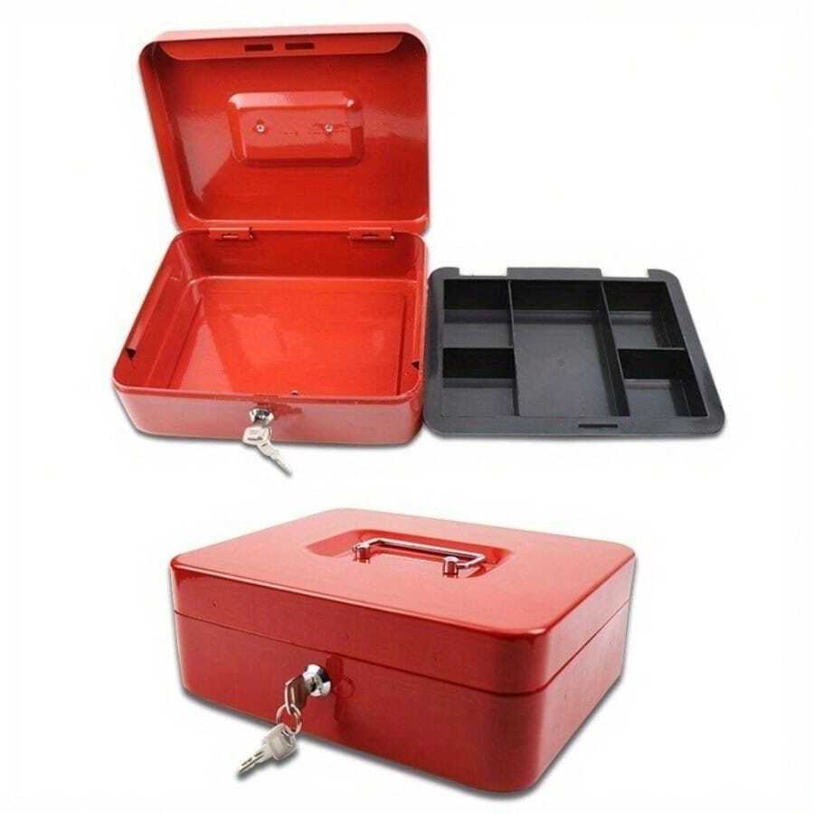 Portable Lockable Cash Box Deposit Slot Petty Cash Money Box  With 2 Keys - default - View 1