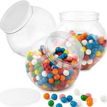 1/3/5/10pcs 350ml Transparent Plastic Candy Jar With Lid, Wide Mouth Storage Container For Kitchen Counter, Suitable For Storing Candies, Jelly Beans, Cookies And Snacks