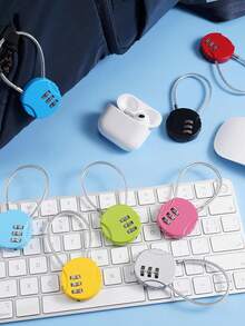 Mini cadenas antivol pour tiroirs, cadenas de bagage, cadenas à code avec câble en acier pour valises et sacs. Indispensables pour les vacances et les voyages. Cadenas de voyage à combinaison 3 chiffres (0-9) réglable, facile à utiliser pour les valises, sacs et bagages - Multicolore - Voir 4