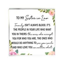 Elegancki element dekoracyjny z akrylu "Do mojej bratowej/szwagra: Rodzina to nie zawsze więzy krwi, ale ci, którzy są gotowi cię zaakceptować i kochać – szczere życzenia urodzinowe, ukończenia szkoły, ślubu"