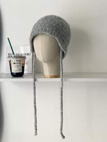 1 szt. dzianinowa czapka vintage dla kobiet, miękka i wykonana z mieszanki WaKnittedool, czapka rybaczka, jesień/zima - Nauszniki z metką z materiału szczotkowanego - Zobacz 9