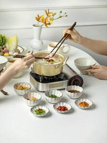 1 set Juego de tazón y plato de cerámica con acabado de esmalte craquelado vintage, tazones para postre, tazones para arroz, platos para salsa, platos para aperitivos, juego de vajilla