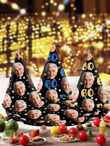 Custom Party Hats - Personalized Age & Photo Design, Celebratory Paper Headwear For 21st, 30th, 40th, 50th, 60th, 70th, 80th, 90th Sports Day,Anniversaries & Retirement, Party Accessories | Celebratory Headwear | Durable Party Hat