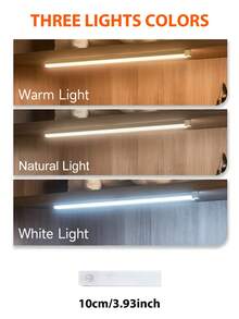 1pc USB Rechargeable LED Motion Sensor Light - Wireless, Three Tone Lighting, Warm/White Night Light For Kitchen, Closet, Hallway And Stairs, Room, Night Lighting, Computer Backlight, USB Gadget, USB Light Cabinet Lights