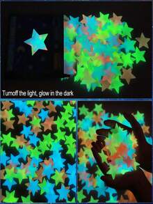 [Christmas Decoration]Luminous Stars Wall Stickers, Luminous Fluorescent, Bright Glowing Plastic Self-Adhesive Stickers, Home Art Decoration, Suitable For Home, Ceiling, Bedroom Wall Decoration Home Decor Room Decor