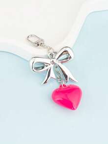 Cute Heart Keychain For Women & Men – Silver Double Heart Key Ring With Charm – Keychain For Backpack, Car, Purse Halloween Accessories Teachers Day Christmas Gift Ideas Bag Accessories Lanyards With Id Holder Car Accessories Bag Charms