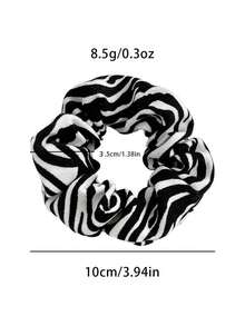 1pc Women's Cartoon Black & White Leopard Dot Wave Scrunchie, Elegant Retro Fashion Versatile Hair Accessory For Ponytail & Bun, Suitable For Daily Hairstyles, Ponytail Holders, Hair Elastics, Hair Rubber Bands, Scrunchies, Hair Rope ,Animal Print