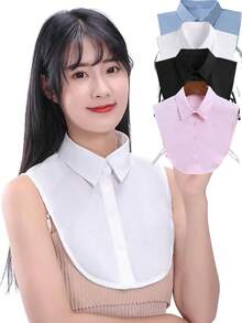 1pc Shirt Fake Collar Collar Men's Versatile Fake Collar Shirt Collar Polyester Cotton Decorative Stand Collar Pointed Collar Fake Collar Accessories, Women's Shirt, Fake Collar, Men's Shirt, Detachable - Multicolor - View 4