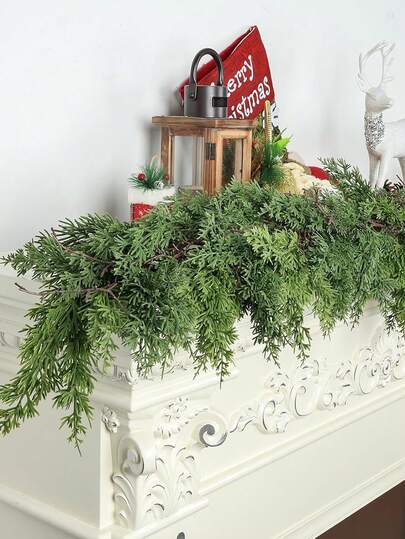 200cm-Artificial Norfolk Pine Garland Real Touch, Christmas Decorations Garland,Christmas Garland - Cedar Garland - Cypress Garlands - Real Touch Pine Garlands - Garland Christmas Decorations For Home Dining Table Mantel Porch Winter Christmas Decor Home Decor Room Decor