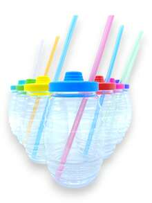 Dulceros O Barriles Vitroleros Mini Con Popotes Colores Fiestas 10pzs 500ml - Multicolor - Ver 3
