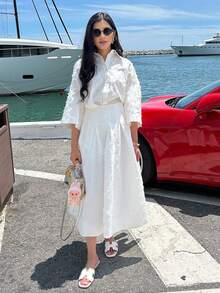 2pcs Women's Fashionable Shirt And Pants Set, Spring/Autumn - White - View 6