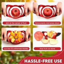 1 Pc Multi-Function Stainless Steel Apple Slicer, 8/12 Blades Fruit Cutter And Corer, Quick & Easy Kitchen Gadget For Apples, Pears, Peaches And Other Fruits, Durable Anti-Rust Material, Available In Red, Green And Black, Suitable For Home, Kitchen, Restaurant And Party Use (Dishwasher , Strong And Sharp Blades, Not Plastic Material)