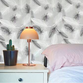 1 Roll Thick Black And White Feather Contact Paper, Detachable Waterproof PVC Self-Adhesive Wallpaper, Used For Home Decoration And Furniture Renovation In Cabinets, Kitchens, Bedrooms, And Living Rooms, Easy To Quickly Peel Off And Install