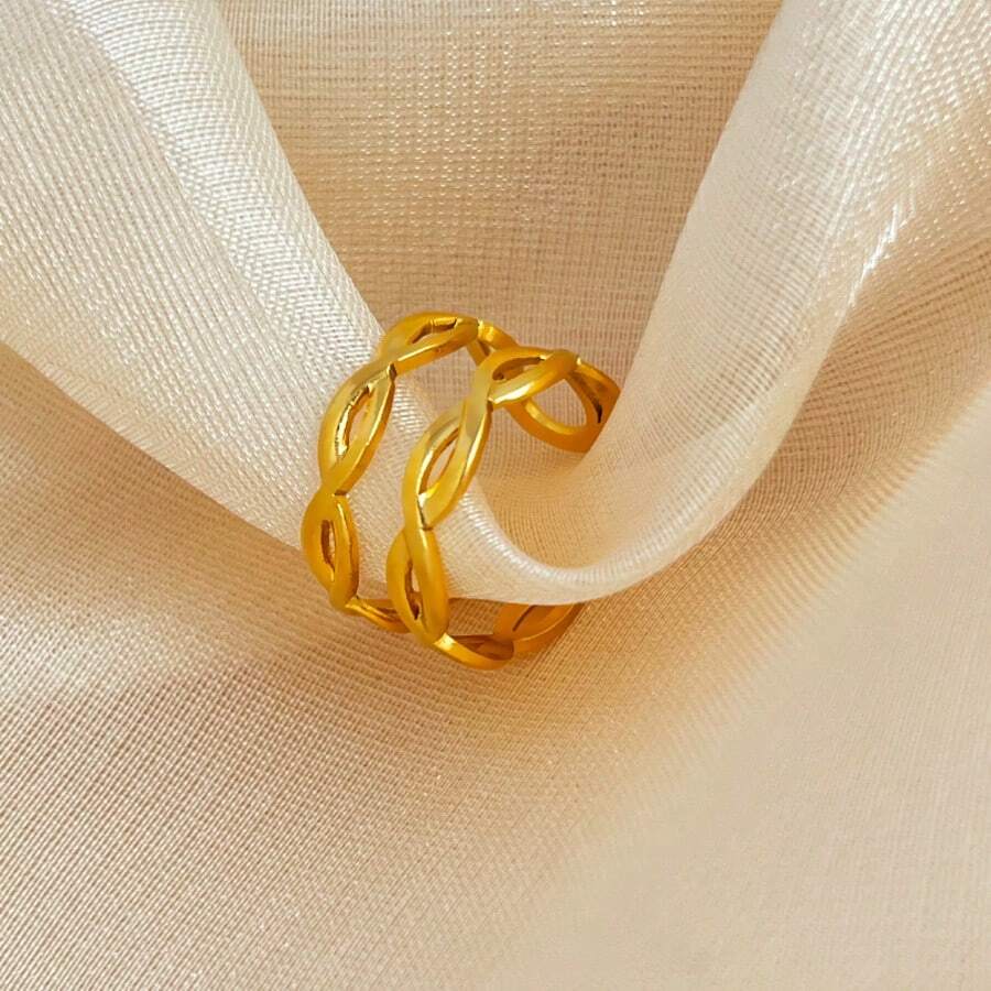 New 18K Stainless Steel Fashion Ring, The Opening Design Can Be Adjusted In Size - 2 - View 1