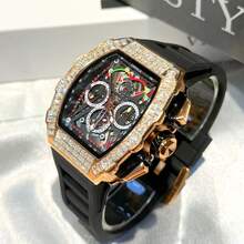 ONOLA Fashion Brand Waterproof Mechanical Watch Automatic Movement Men Luxury Watch Men Wristwatches Diamond Watch Men - màu đen - Xem 2