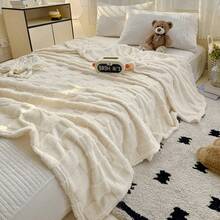 Manta de forro polar, elegante, acogedora, ligera y lisa, ideal para sofá, cama, hogar, oficina, viajes y más. - Blanco - Ver 6