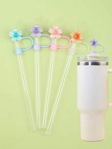 4 PIEZAS/6 PIEZAS/7 PIEZAS Tapas de silicona para sorbetes de 10 mm/0.4 pulgadas, accesorios para taza de 30/40 onzas con asa, funda para sorbete de Love Shack Fancy, tapa de sorbete con forma de flor de huevo para días festivos, tapa reutilizable para sorbete de taza