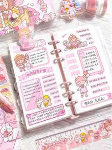 Cute Handbook + Chocolate Cookie Notepad, Girls' Beginner Handbook Loose-Leaf Notebook, Student Cute Simulation Chocolate Cookie Notepad, A Total Of 104 Handbook Material Loose-Leaf Notebook, Cute Portable Handbook Loose-Leaf Coil Notebook, Detachable Portable Coil Notebook