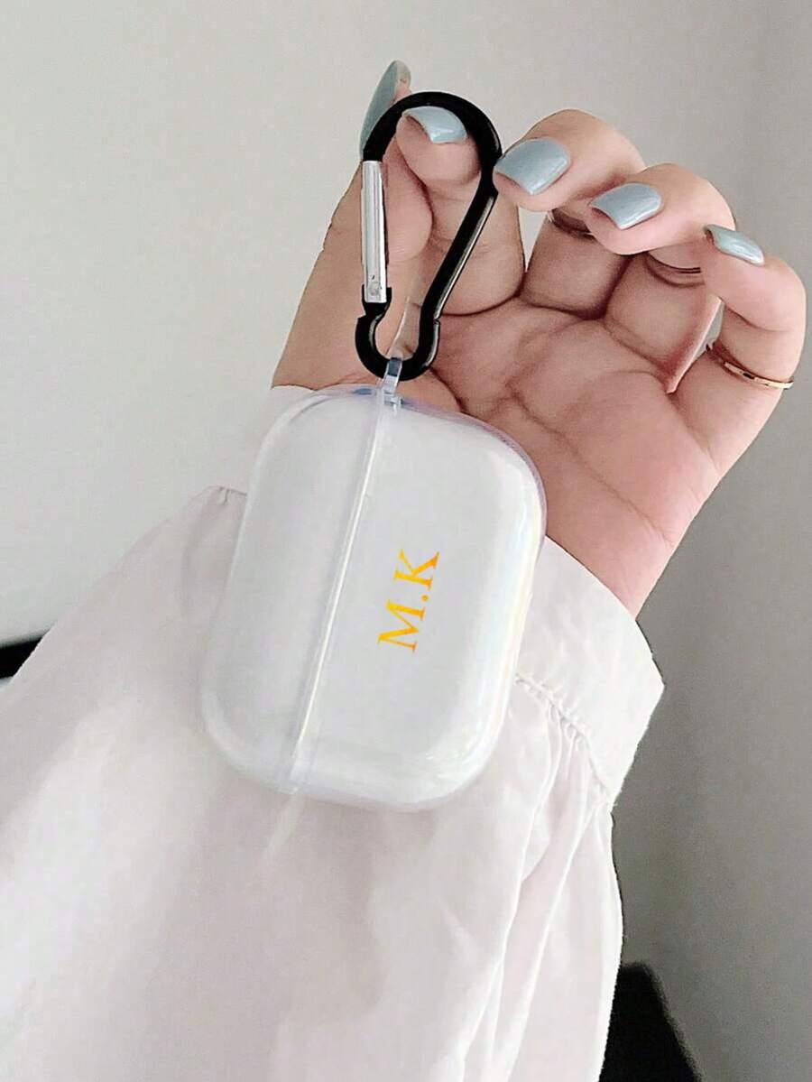 Minimalist Matte Macaron Solid Color Bluetooth Earphone Protective Case, Matte Beige, Fashion Versatile, Comes With 1 Earphone Hanging Ring, Compatible With Apple Devices - Clear - View 1