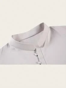 Arabic Men's Robe Long Sleeve Stand Collar Arabian Thobe