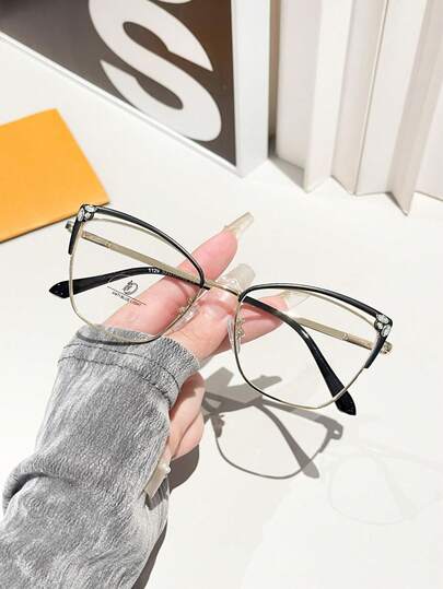 1 Pair Unisex Wei Daxun Same Style Nerd Metal Rimless Glasses