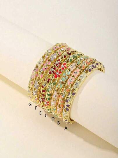 Bracelet/Jonc doré 18 carats, mode, décontracté, polyvalent, rétro, coloré pour femmes